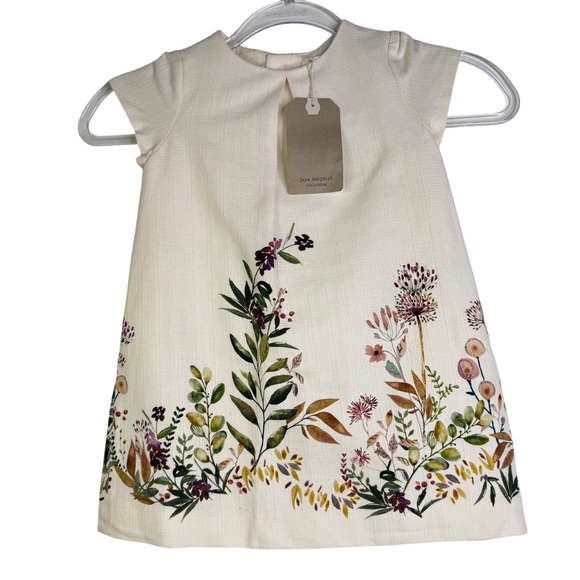 Zara Other - NWT Zara Girls Toddler Size 3-4 White Floral Easter Dress Short Sleeve Cotton